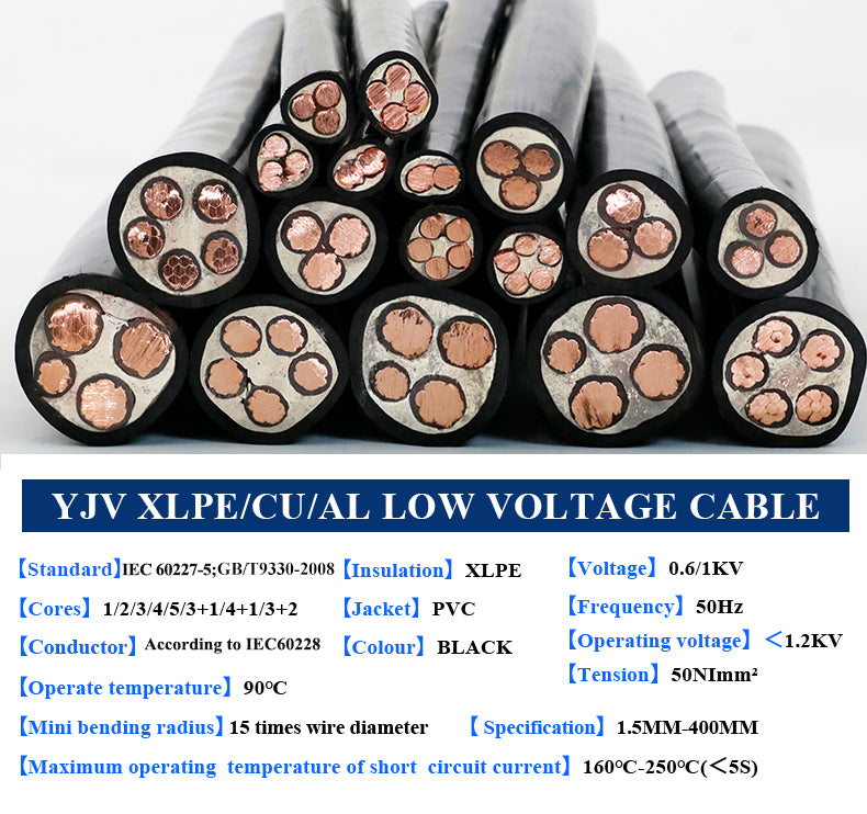 3 4 5 Core 16mm 25mm 35mm Copper Aluminum Core Electric Wire YJV YJV22 Steel Wire/Tape Armoured PVC/XLPE Underground Power Cable