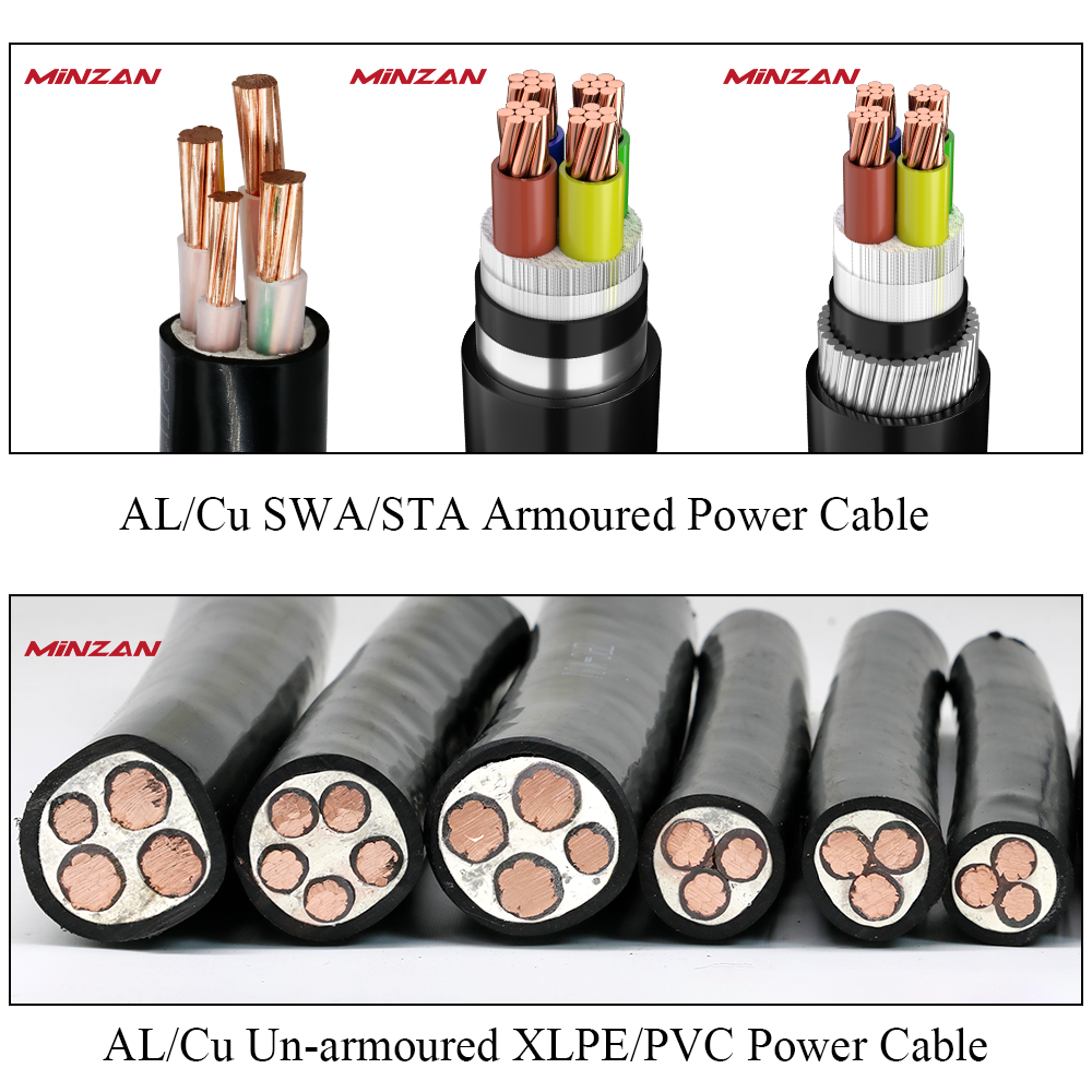 3 4 5 Core 16mm 25mm 35mm Copper Aluminum Core Electric Wire YJV YJV22 Steel Wire/Tape Armoured PVC/XLPE Underground Power Cable