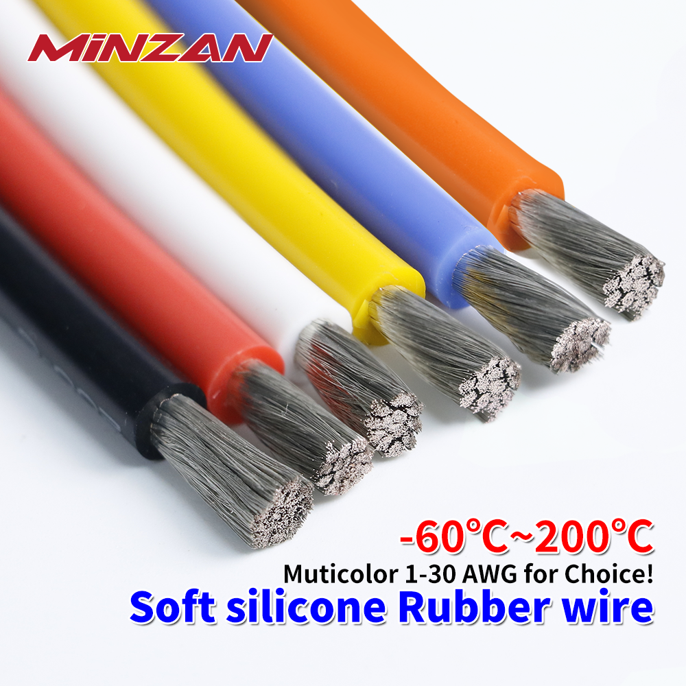 AWM 3123 High Stranded Copper Electric Wire 16 18 20 24 26 28 30 AWG Single Insulated Silicone Rubber Cable Tinned Copper