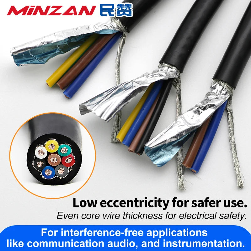 RVVP Shielded Cable 2/3/4/5/6/7/8/10 Cores Tinned/Bare Copper PVC Insulated Control Cable Signal Wire