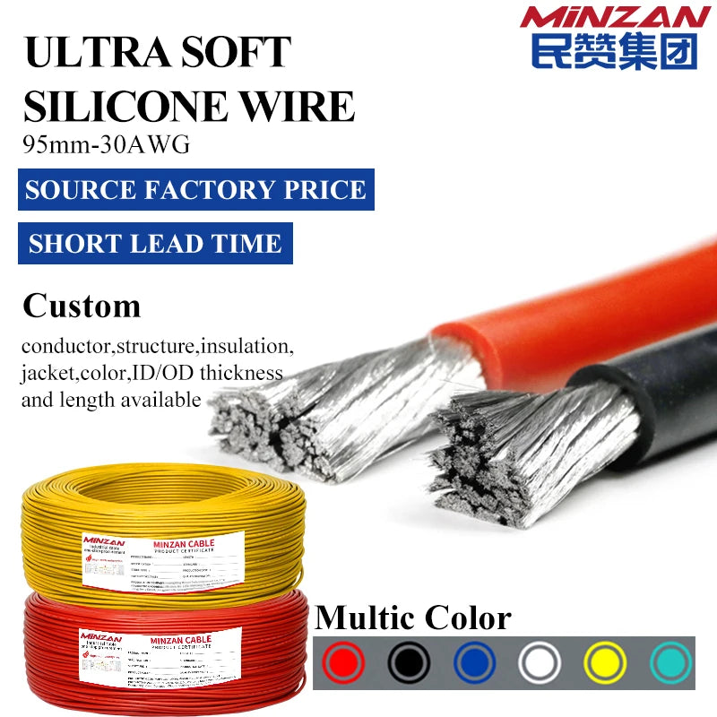 High Temperature Wire Cable Silicone Wire 10 Awg 8awg 6awg 4awg 2awg Cable Silicone Copper Wire for Car Battery Motor