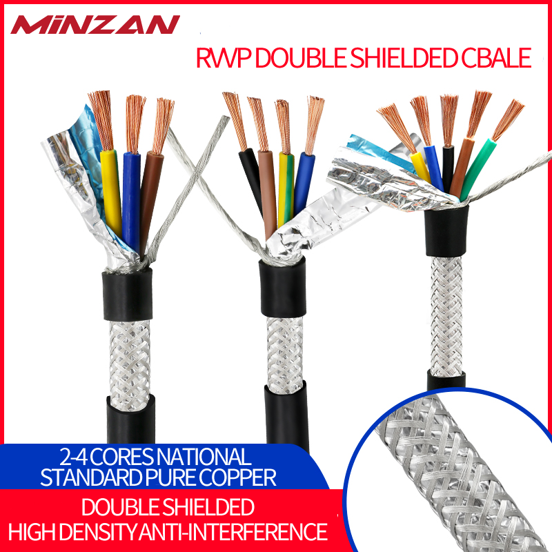 Multi Core Flexible Signal Wire RVVP Shielded Cable 2/3/4/5/6/7/8/10 Cores Pure Copper PVC Control Shield Cable