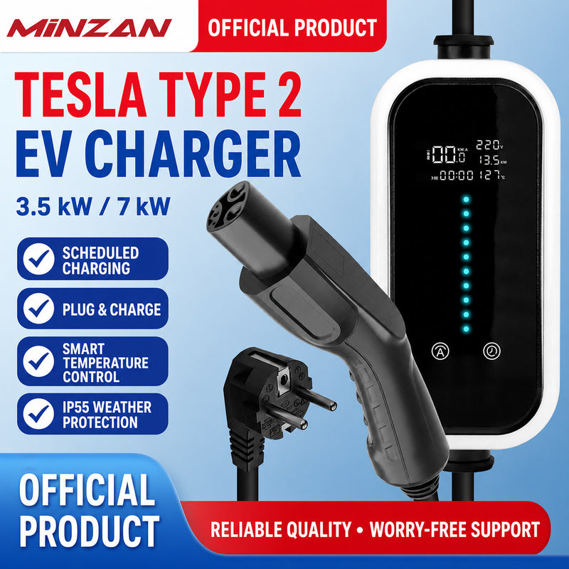 Custom Type 2 Tesla Charger – Portable EV Charging Cable with OEM LOGO Printing & Custom Packaging Available