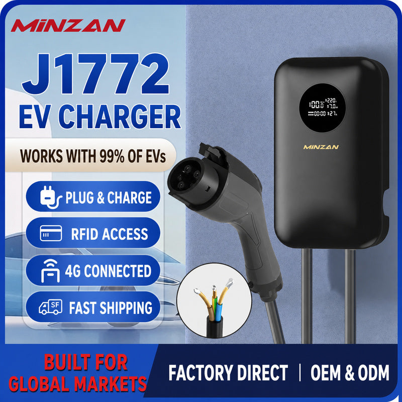 Custom J1772 EV Charger 7kW 32A – US Standard Home Charging Station with 4G Smart Connectivity & OEM Customization Available