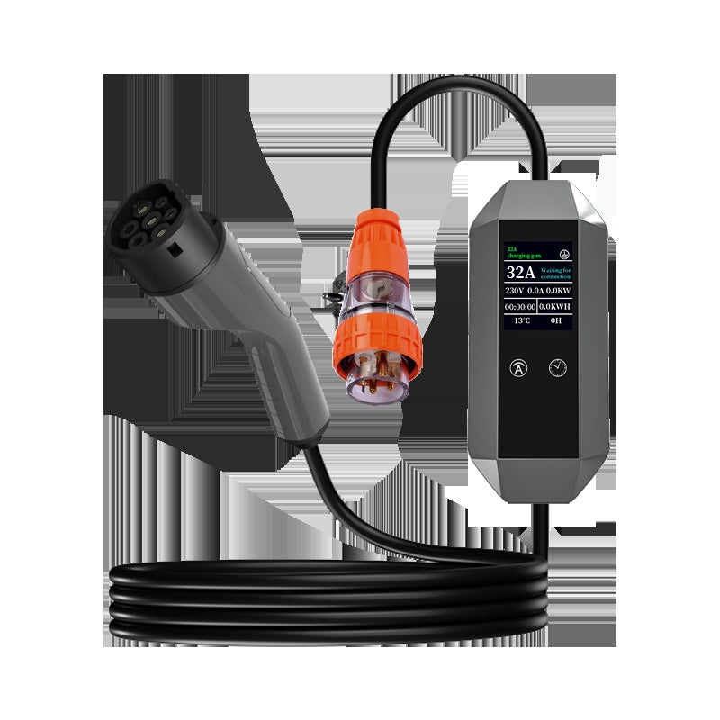Type 2 Portable EV Charger 32A 7kW – EU Standard AC Charging Gun with AU Industrial Plug for Electric Vehicles