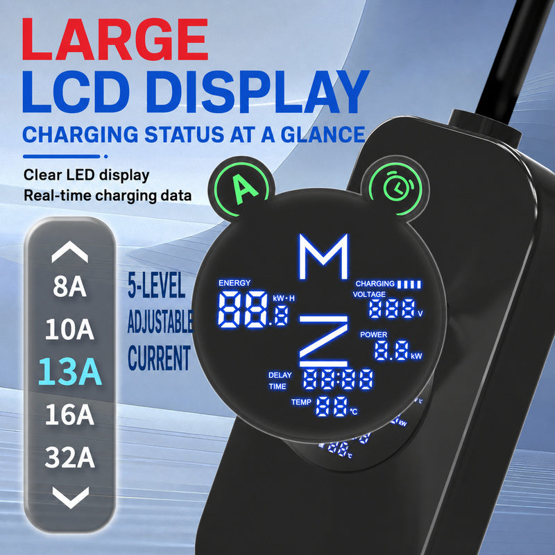 Custom Type 2 Portable EV Charger 16A 7kW – EU Standard Charging Gun with OEM LOGO Customization for Home & Travel