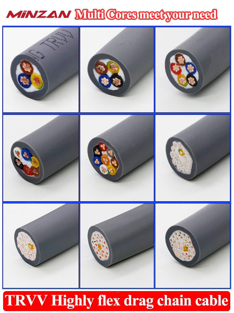 TRVV Stranded 2 3 4 Core 2*0.3mm 2*0.5mm Copper Core Wire PVC Insulate TRVV High Flexible Cable