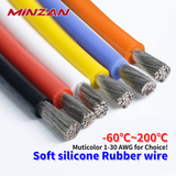 AWM 3123 High Stranded Copper Electric Wire 16 18 20 24 26 28 30 AWG Single Insulated Silicone Rubber Cable Tinned Copper