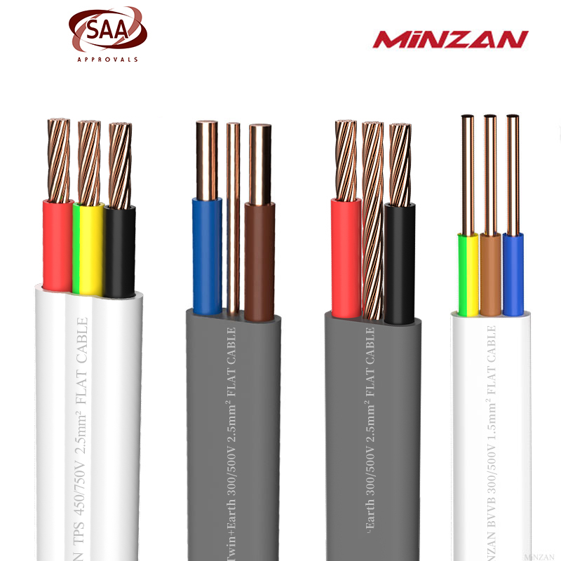 AS/NZS Standard PVC Insulated 2.5mm 3 Core 2+E Solid Copper Electric Wire Flat Twin and Earth Cable