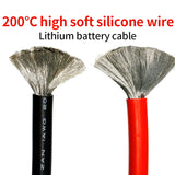 2AWG 4AWG 6AWG 8AWG 10AWG 12AWG 14AWG 16AWG 18AWG 200C Red Black Silicone Wire Temperature Proof Flex Soft Silicone Rubber Cable