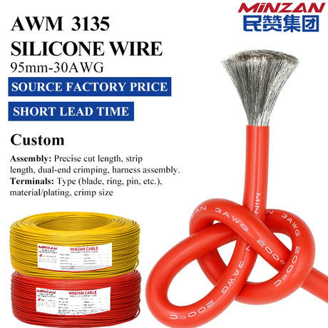 600V 200C High Temperature Electric Wires Silicone Wire Cable AWM 3135 2 4 6 8 10 12 14 16 18 20 22 24 26 28AWG