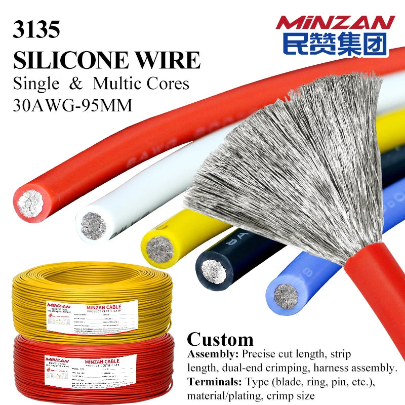 AWM3530 High Temperature Silicone Wires Cables  1 2 4 6 8 10 12 14 16 18 20 22 24 26 28 AWG Electric Wire