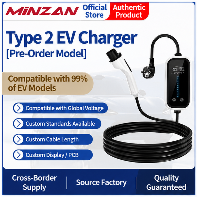 EU Standard Type 2 EV Charger – 16A Portable Home Charging Cable for Electric Vehicles