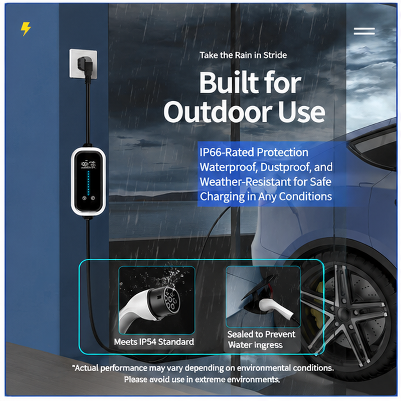 EU Standard Type 2 EV Charger – 16A Portable Home Charging Cable for Electric Vehicles