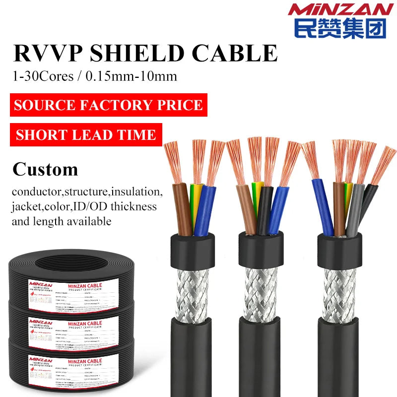 H05vv-f AWM 2464  03mm 0.5mm 0.75mm 1.5mm 2.5mm 4mm 3/4/5/6 Core 24AWG 22AWG Copper RVVP Cable Shielded Flexible Electrical Wire
