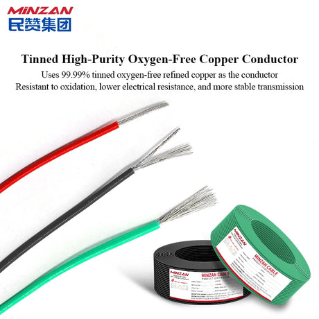 MiNZAN AWM 1332 24awg 22awg 20awg 18awg 16awg 14awg 12awg Fep Hook up Wire Fep Insulation High Temperature Rating Wire