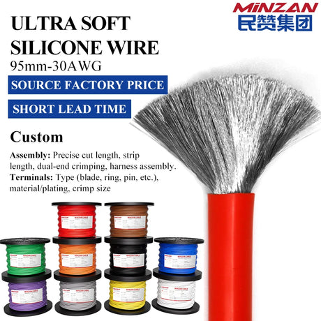 22 18 16 14 12 Awg Gauge Flexible Heating Silicone Wire Single Core Silicone Insulated High Temperature Cables