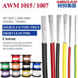 Ground Wire AWM 1015 VW-1 105C 600V PVC 0.3mm 0.4mm 0.5mm 0.75mm 1.0mm Tinned Copper Single Core Flexible PVC Lead Wire