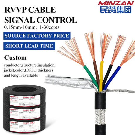 RVVP RS485 Shielded Cable  0.2mm 0.3mm 0.5mm 1 mm 1.5 mm 2 3 4 5 6 8 10 Core 24 22 20 18 AWG High Flexible Instrument Cable