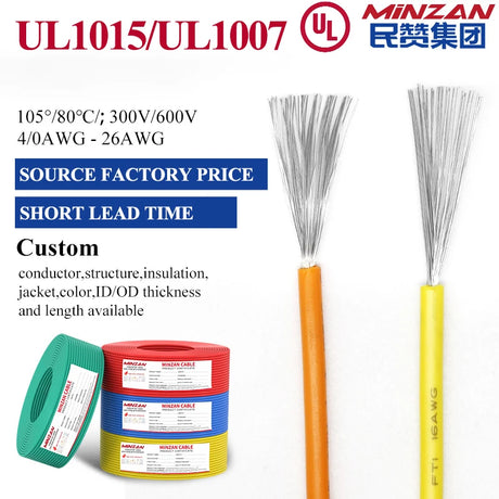 AWM1007 AWM1015 6Awg 8Awg 10Awg 12awg 14awg 16awg 18awg 20awg 600V Pvc Tinned Copper Hook up Electronic Wire for Internal Wiring
