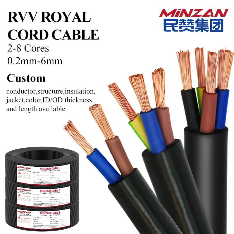 2C/3C/4C/5C/6C VW-1 300/300V 20awg Electric Shield Signal Flexible Cable Shielded Strand Wires 6mm Awg Stranded Copper Cable