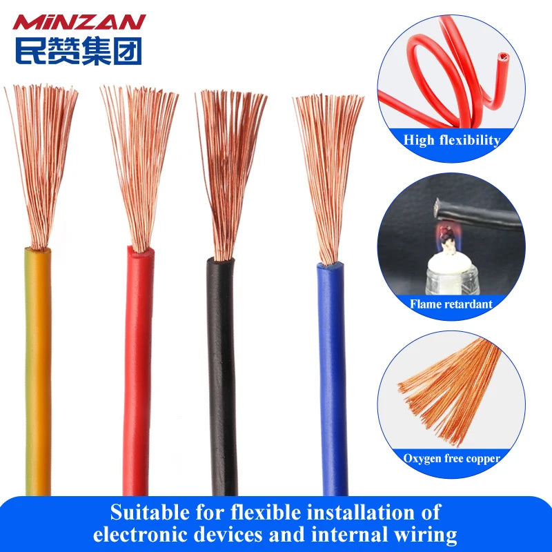 99.99% Pure Copper Conductor  Wire Electrical Cable 0.5mm 1mm 1.5mm 2.5mm Electronic Wire  Electrical Cable for Inner Wiring