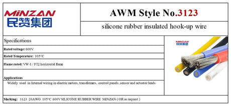 AWM 3123 600V 150C 16-30AWG Silicone Rubber Wires and Cables VW-1/ FT2 for Home Appliance Lighting  Industrial Power