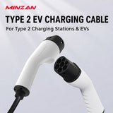 Type 2 EV Charging Extension Cable 7kW 32A – Male to Female Dual-Head Connector for Slow Charging with Custom Length Available