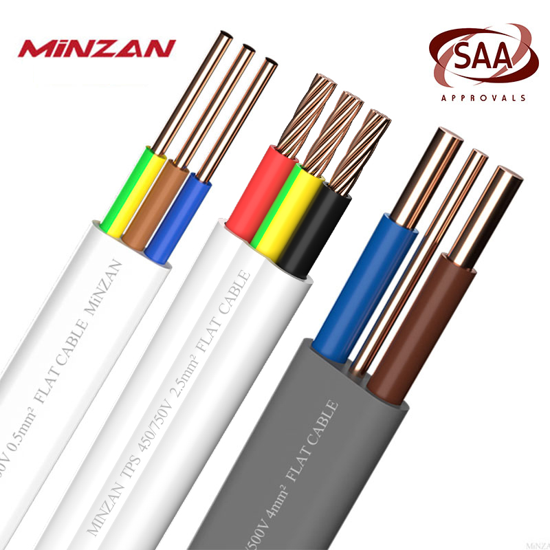 0.75mm 1mm 1.5mm 2.5mm 4mm 6mm Copper Conductor Electrical 3core 4 Core Flat Flexible Cable and Wire
