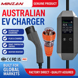 Type 2 Portable EV Charger 32A 7kW – EU Standard AC Charging Gun with AU Industrial Plug for Electric Vehicles