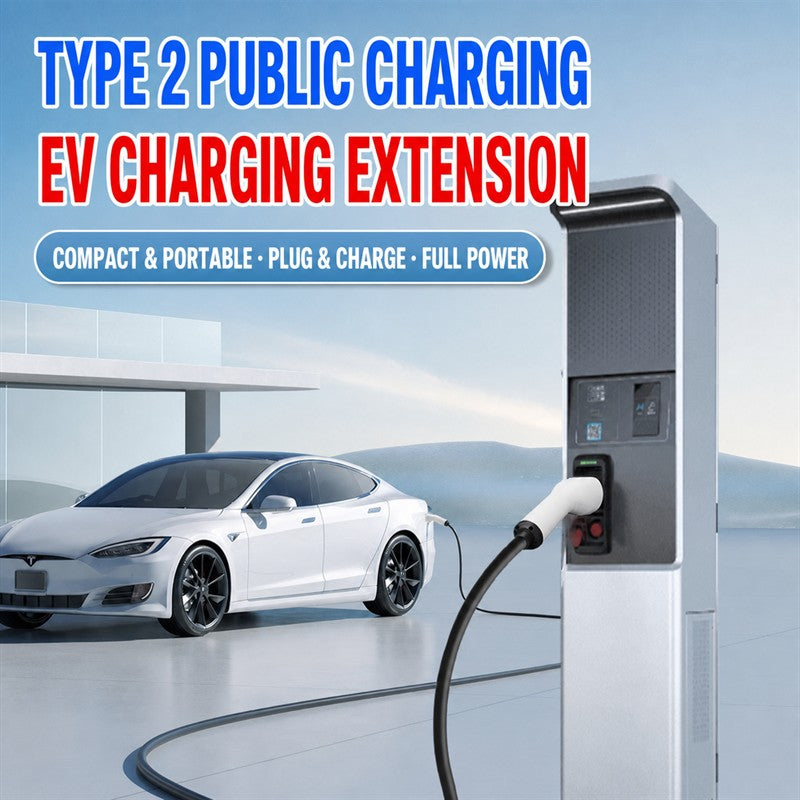 Custom Type 2 EV Extension Cable 32A 7kW – Male to Female Charging Gun with OEM Length Customization for Slow Charging