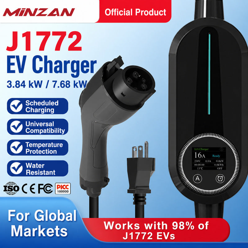 J1772 EV Charger 16A/32A 7.68kW – US Standard Home Charging Station for Electric Vehicles