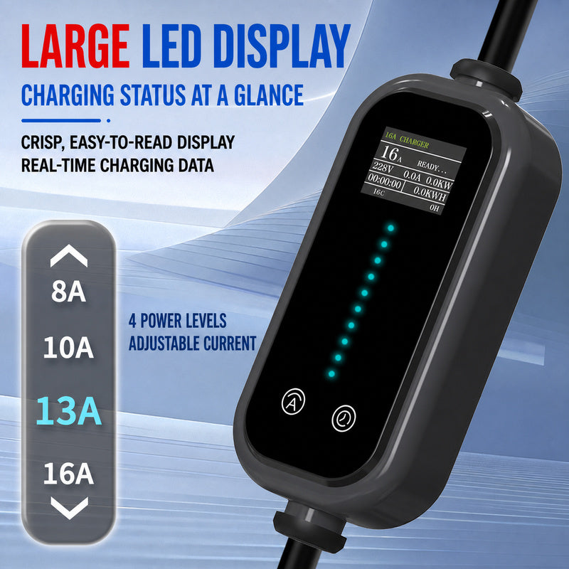 J1772 EV Charger 16A/48A – US Standard Home Charging Gun with Adjustable Current, Wholesale for Global Export