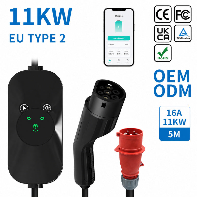 Type 2 EV Charger 16A 11kW – EU Standard Home Charging Station for Electric Vehicles