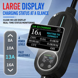 J1772 Portable EV Charger 16A/48A – US Standard Home Charging Gun with Adjustable Current for All Electric Vehicles